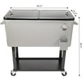 thumbnail image 2 of 80 Quart Rolling Ice Chest, Portable Bar Drink Cooler with Catch Basin, Bottom Storage Tray and Bottle Opener for Patio Party BBQ Beach Activities, 2 of 16