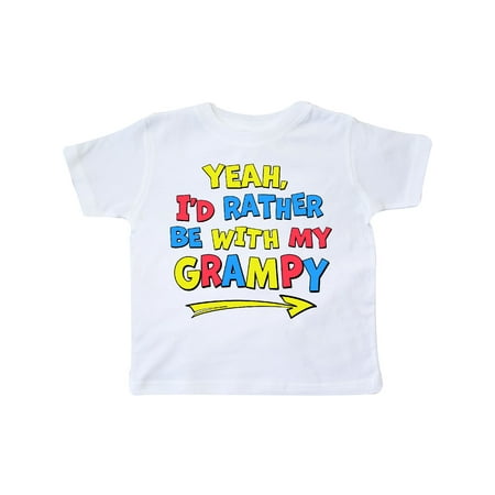 

Inktastic Yeah I d Rather be with My Grampy in Red Yellow and Blue Gift Toddler Boy or Toddler Girl T-Shirt
