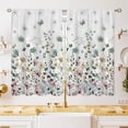 thumbnail image 4 of Watercolor Floral Kitchen Curtains 27.5W X 39L Inch 2 Panel Wildflower Spring Flower Small Short Cafe Tier Window Treatment Drapes Botanical Plant Leaves Pink Green for Bathroom Home Decor, 4 of 5
