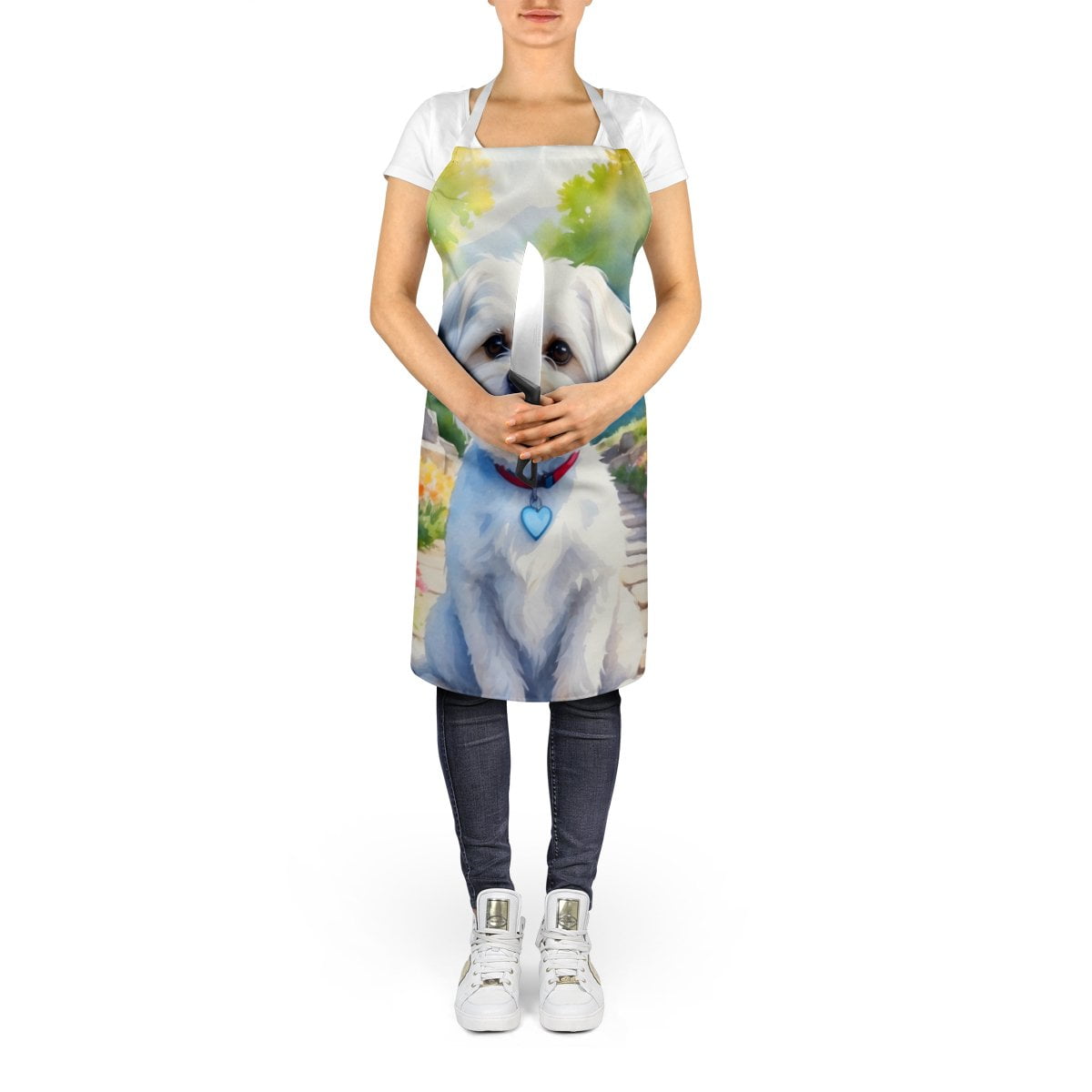 Maltese Spring Path Apron 27 in x 30 in