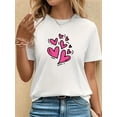 thumbnail image 1 of 1pc Women'S Casual Crew Neck T-Shirt with Valentine'S Day Heart Print, Fashionable Comfortable Breathable Short Sleeve 100% Cotton Top with Slight Stretch for All Seasons Tee For Adult, Men, Women, T, 1 of 6