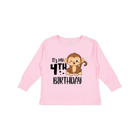 

Inktastic Monkey Its My 4th Birthday Gift Toddler Boy or Toddler Girl Long Sleeve T-Shirt