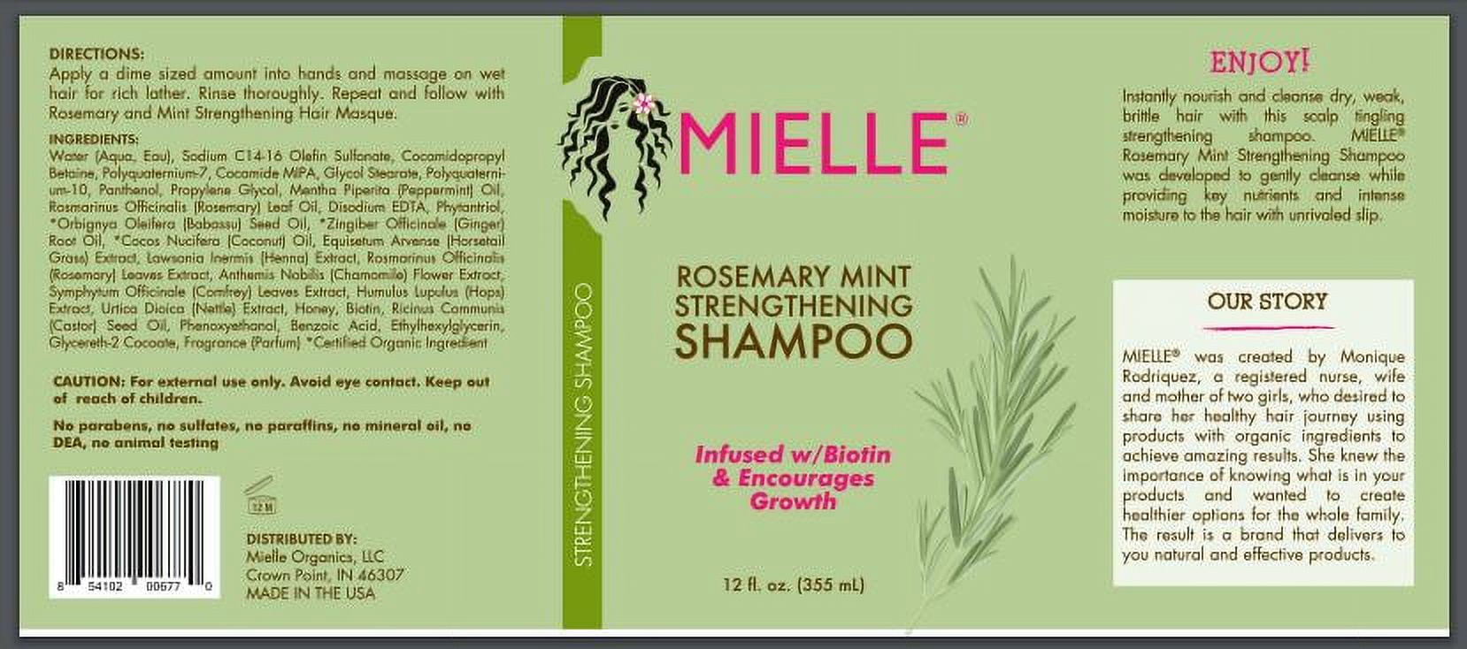 (2 pack) Mielle Rosemary Mint Nourishing Strengthening Daily Shampoo with Biotin, 12 fl oz, All Hair(图3) (2 pack) Mielle Rosemary Mint Nourishing Strengthening Daily Shampoo with Biotin, 12 fl oz, All Hair(图3)