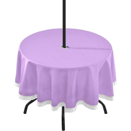 

Hyjoy Lavender Flower Round Tablecloth 60 Waterproof Outdoor Tablecloth with Umbrella Hole and Zipper for Kitchen Dining Picnic Party Home Decor