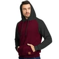 thumbnail image 3 of Satankud Men's Pullover Hoodies Plaid Jacquard Color Block Long Sleeve Casual Hooded Sweatshirts with Kanga Pockets Winered/Black 2XL, 3 of 8
