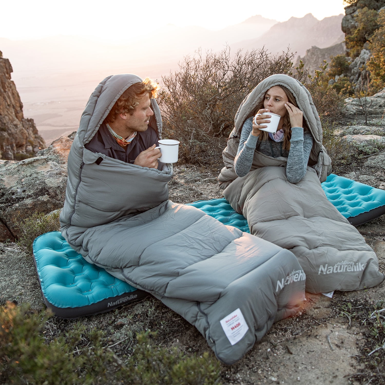 Naturehike, Cotton Sleeping Bag with Hood, Portable Envelope Sleeping Bag, Expandable&Spliced designed, Machine washable, 86.6"x31.5", M180