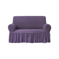NICEEC Loveseat Slipcover Purple Loveseat Cover 1 Piece Easy Fitted Sofa Couch Covers Universal High Stretch Durable Furniture Protector Love Seat with Skirt Country Style (2 Seater Purple)