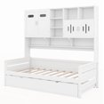 thumbnail image 6 of BEBPILOO Twin Size Wooden Daybed With Twin Size Trundle, and All-in-One Cabinet and Shelf, White, 6 of 12