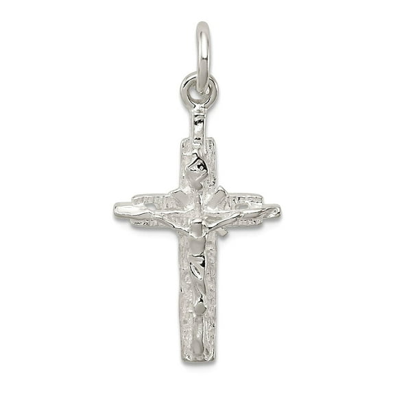 925 Sterling Silver Solid Polished Crucifix Pendant Necklace 28x13mm Wide Pendant for Women