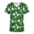 thumbnail image 4 of Fiudx Ofertas Flash Del Día Solo En Línea Blusa de Manga Corta con Cuello En V para Mujer, Uniforme de Trabajo, Impresión de Bolsillo, 4 of 5