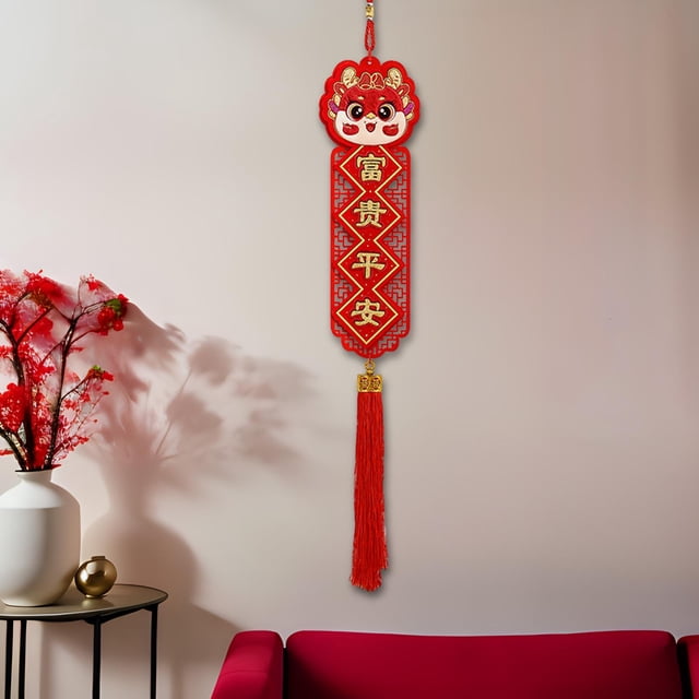 Decoración colgante de dragón chino para Festival de Primavera, elementos clásicos de 5x31 pulgadas con borla roja para accesorios de sala de estar Estilo A