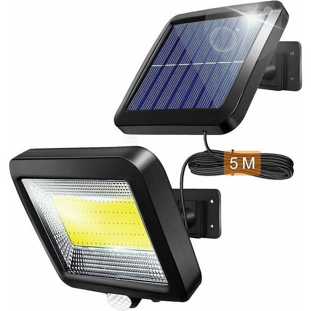 Lámpara solar para exteriores con sensor de movimiento por infrarrojos, foco LED para exteriores con sensor, iluminación de seguridad, resistente al agua, para jardín, almacén, entrada