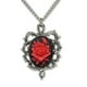 thumbnail image 2 of Rosa de plata latiendo el corazón de titanio collar de acero collar de circonio para siempre 520 latido del corazón, 2 of 7