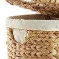 thumbnail image 6 of Casafield Oval Laundry Hamper with Lids and Removable Liner Bags - Natural, Woven Water Hyacinth 2-Section Laundry Basket for Clothes and Towels, 6 of 7
