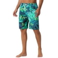 thumbnail image 4 of INSPIRE CHIC Men's Tropical Floral Print Elastic Waist Drawstring Hawaiian Summer Beach Swim Shorts 36 Dark Green, 4 of 5