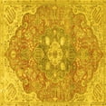 thumbnail image 1 of Ahgly Company Machine Washable Indoor Square Medallion Yellow Traditional Area Rugs, 3' Square, 1 of 4
