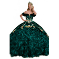 thumbnail image 4 of Women's Elizabeth K Sweetheart Ruffled Ball Gown Gl3637 Emerald Green Size XS, 4 of 4