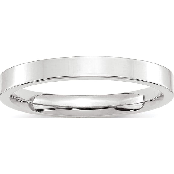14K White Gold 14Kw 3mm Standard Flat Comfort Fit Band Size 13 Made In United States wflc030-13