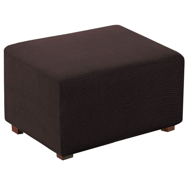 Flamingo P Stretch Ottoman Slipcover Folding Storage Stool Furniture Protector Soft Rectangle Slipcover with Elastic Bottom Removable Washable (Large, Chocolate Brown)