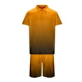 thumbnail image 3 of MNCEKFOD Two Piece Sets for Men Gradient Collared Shirt Zipper Top with Comfy Elastic Waist Shorts Casual Tracksuit Set Gold XXXXXL, 3 of 5