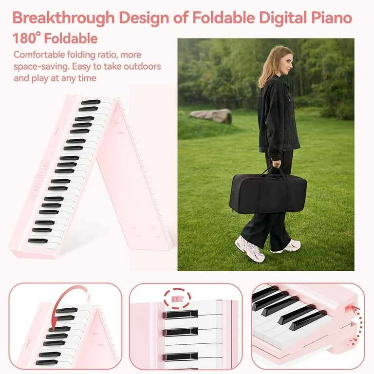 Terence, Portable Piano Keyboard, Pink, 88 Keys, Bluetooth