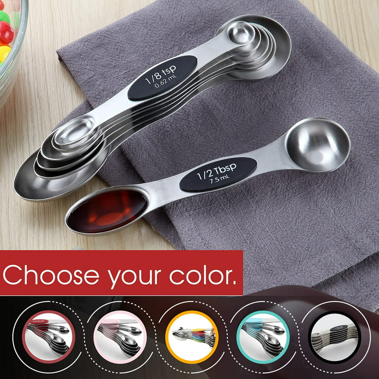 Magnetic Measuring Spoons Set - Stainless Steel Stackable Dual