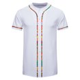 thumbnail image 2 of Hombres Casual Manga Corta Estampado Patchwork Béisbol Botón Camisa Tops Blusa Pompotops  oipoqjl48663, 2 of 9