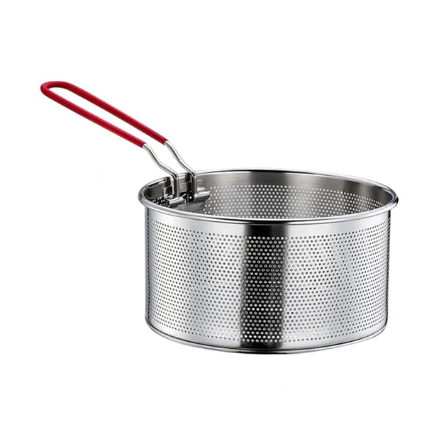 Escurridor de pasta de acero inoxidable, colador de fideos, cesta para freír, espumadera para alimentos 18 centímetros