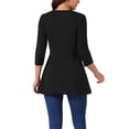 thumbnail image 3 of INSPIRAR CHIC Blusas Básicas de Mujer con Cuello en V y Manga 3/4 con Bolsillos, Corte Suelto, Color Negro, 3 of 5
