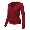 thumbnail image 3 of FashionOutfit Women's Basic Solid V-Neck Button Closure Long Sleeves Sweater Cardigan, 3 of 6