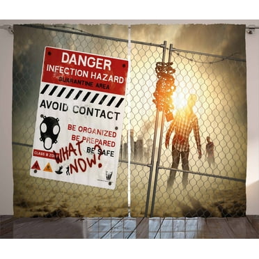 Ambesonne Zombie Curtains 2 Panel Set, Dead Man Walking, 108" x 90", Multicolor