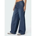 thumbnail image 4 of Female Striped Low Rise Baggy- Jeans Wide Leg Denim Pants Blue S, 4 of 9