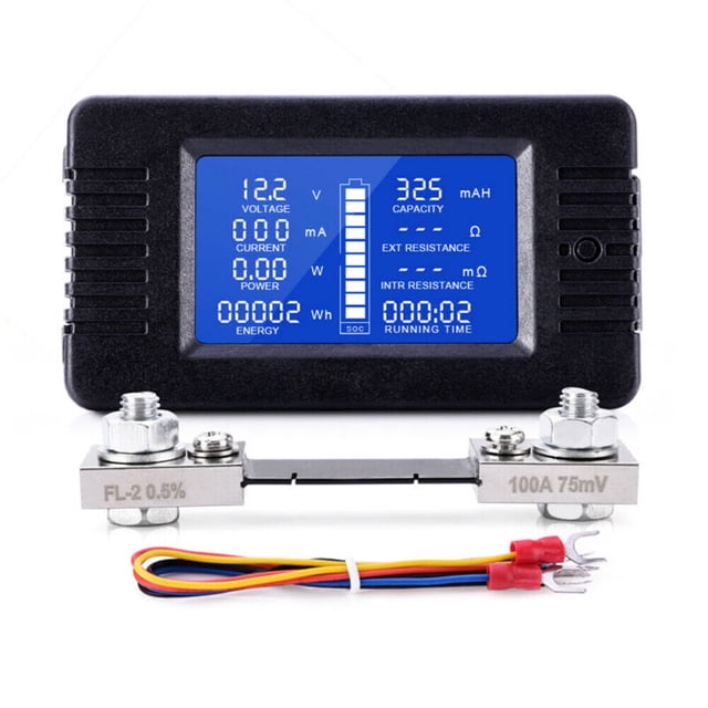 Amdohai LCD Display Digital Current Voltage Solar Po-wer Meter Multimeter Ammeter Voltmeter Batt-ery Monitor Meter