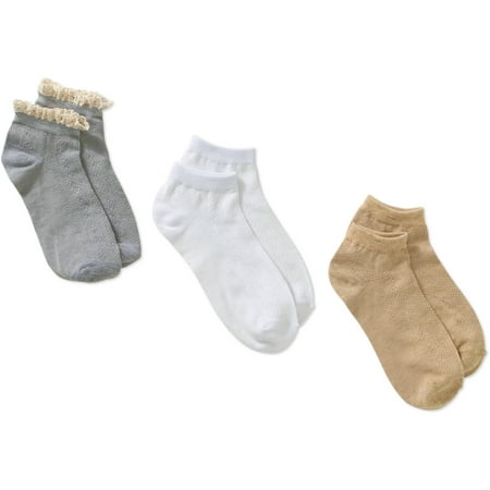No Boundaries Texture Cable 3pk Low Cut Socks