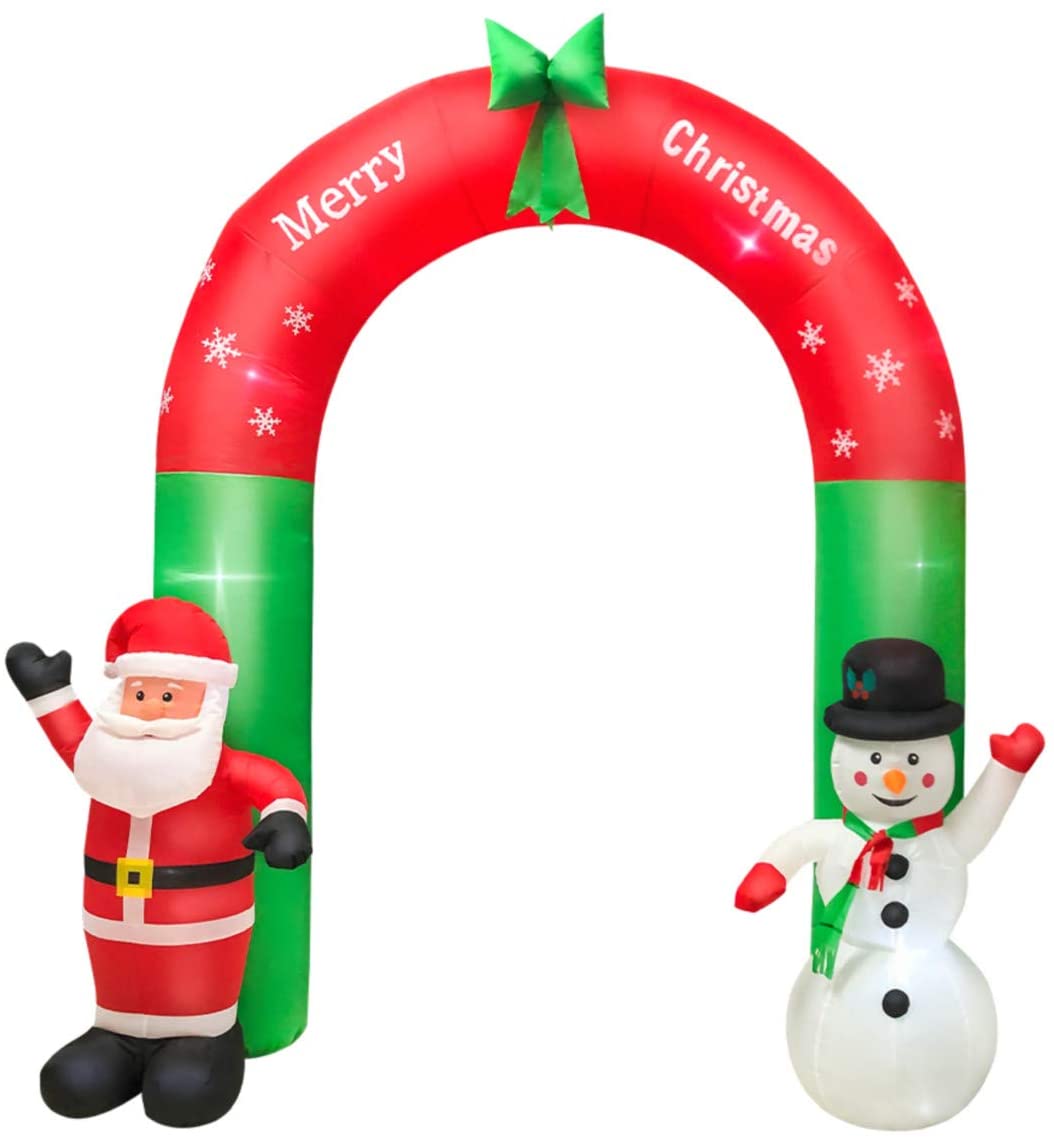 8ft Christmas Inflatable Santa Claus and Snowman Archway Yard