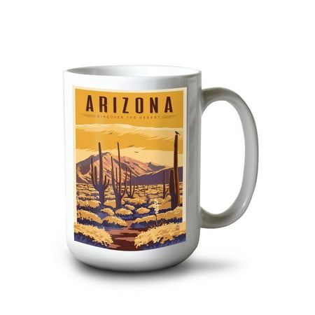 

15 fl oz Ceramic Mug Arizona Discover the Desert Desert Scene with Cactus Dishwasher & Microwave Safe