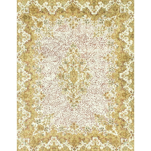 Ahgly Company Indoor Rectangle Abstract Gold Oriental Area Rugs, 8' x 12'