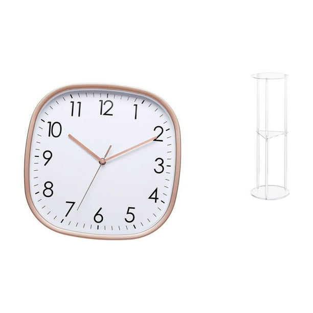 Reloj de pared,Reloj de pared digital grande y sencillo para dormitorio,Mesa auxiliar redonda,Mesa auxiliar redonda de acrílico transparente de 3 niveles para sala de estar,Mesita de noche de