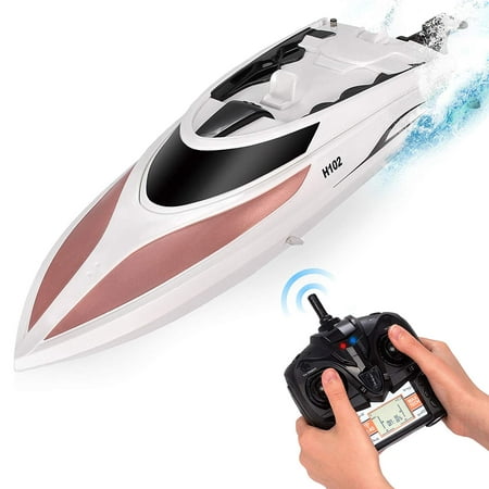 RC Boat - Remote Control Boat for Kids and Adults – 20+ MPH Speed – Durable Structure – Innovative Features – Incredible Waves – Pool or Lake - 4 Channel Racing – 2.4 GHz Remote Control - H102
