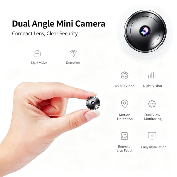 Mini Wireless WiFi Security Camera, Indoor/Outdoor Hidden Nanny Cam with Night Vision, Motion Detection, for Home/Pet/Dog Monitoring, Small Body, Micro Home Security Camera