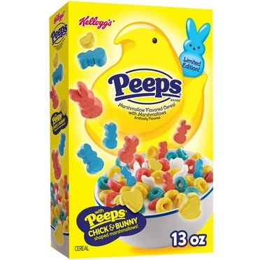 Kellogg's Peeps Breakfast Cereal, Easter Snacks, Family Breakfast, Large Size, Original with Marshmallows, 13oz Box (1 Box)