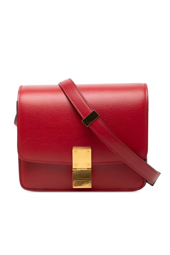 Pre-Owned Celine Classic Box Crossbody Shoulder Bag, Red Leather, Women's CELINE