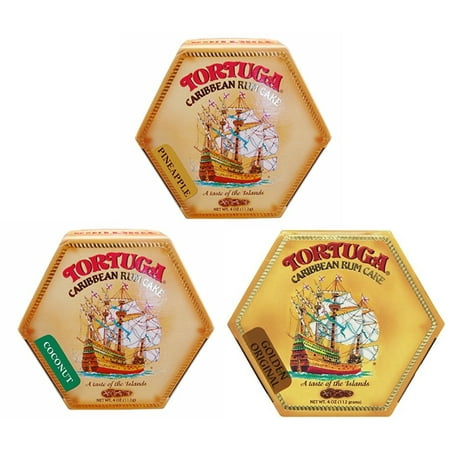 Coconut Cupcakes - Tortuga Rum Cakes 4 Oz Mix Pineapple - Coconut - Golden Original 3 PACK FREE SHIPPING