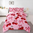 thumbnail image 1 of Erosebridal Ensemble de Literie Kawaii Nœud Papillon Cerise, Couette Simple, Couette Princesse Rêveuse, Décoration de Chambre Dessin Animé, Réversible, Léger, 2 Pcs, 1 of 7