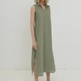 thumbnail image 2 of Dpytoraw Women's Summer Dress Linen Solid Color Dress Women’s Cocktail Dresses for Weddings, 2 of 5