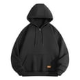 thumbnail image 2 of YLSDY Oversized Drawstring Hoodies for Men Unisex Hooded Sweatshirts Plain Streetwear Half Zip Hoodie Fleece Pullover Sweater with Pockets Black M, 2 of 3