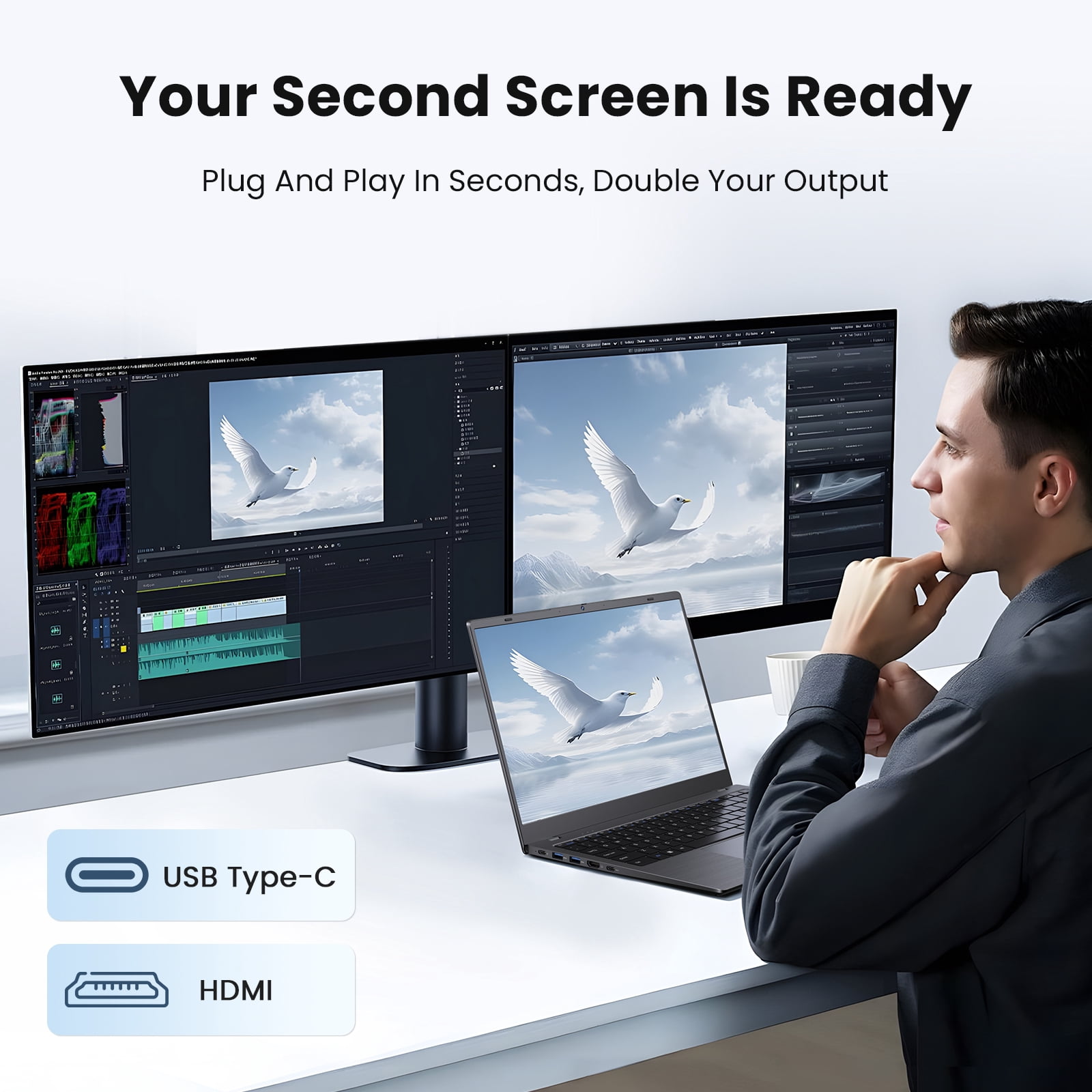 RNRUO 15.6" Laptop Computer, 8GB RAM 128GB SSD, Intel 6500Y with 2 Cores, FHD Display, Windows 11 Home, WiFi5 BT5.0, Type-C PD, Numeric Keypad Laptop for Business, Student, Office