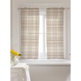 thumbnail image 3 of Buffalo Plaid Curtains 45 Inch Length,Sheer Curtains for Bedroom Living Room Window Sand Beige Cream Farmhouse Gingham Striped Rod Pocket Drapes Kitchen Curtains Small Half Window 42"x45" 2 Panels, 3 of 7
