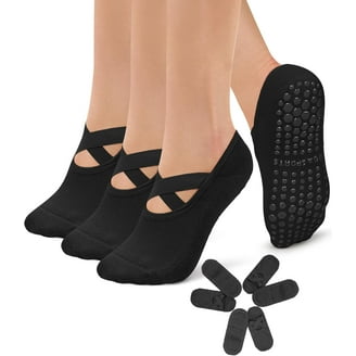 Chaussettes De Yoga Longues Femme – Antidérapantes Pour Pilates, Barre – Noires, Taille Unique