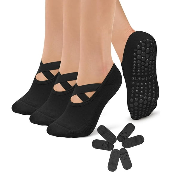 3 Pack Pilates Socks Yoga Socks with Grips for Women Non Slip, Workout, Pure Barre, Ballet, Dance, Hospital Socks